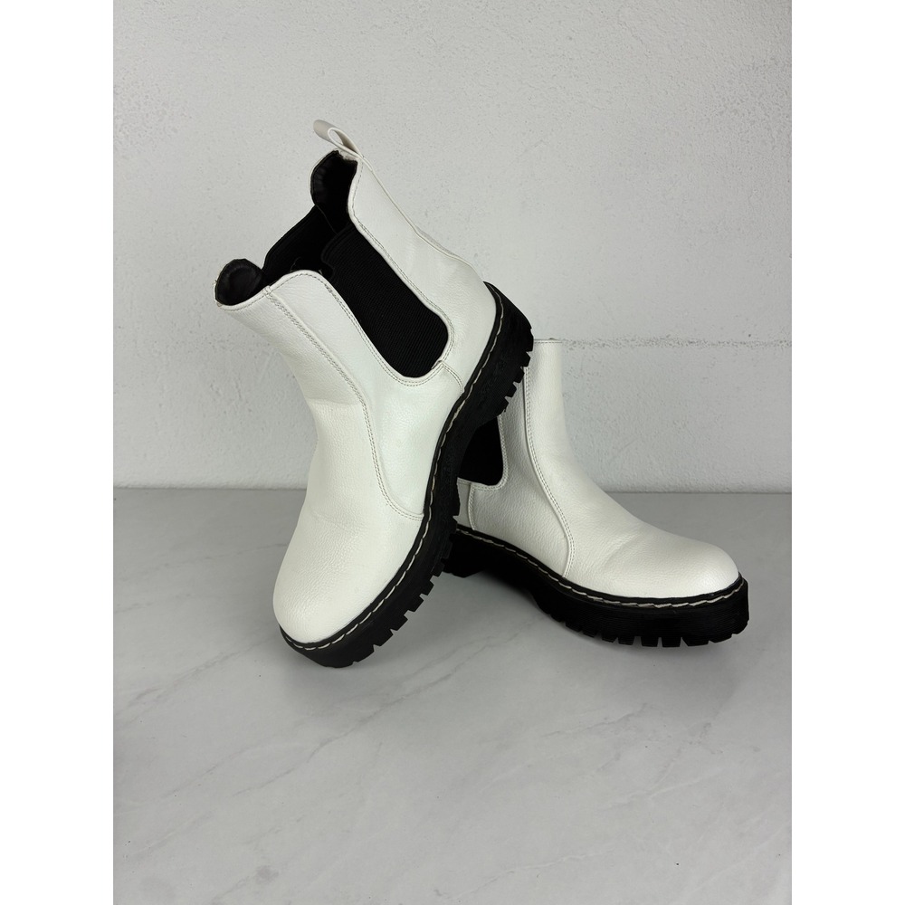 Sincerely Jules White Chelsea Boots Womens 7.5 Black Platform Lug Sole